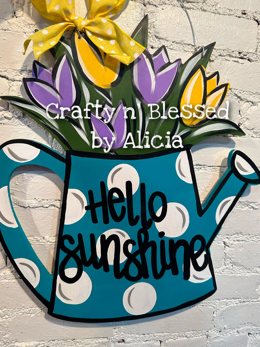 Tulip Watering Can Door Hanger
