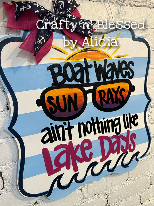 Boat Waves & Lake Days Door Hanger