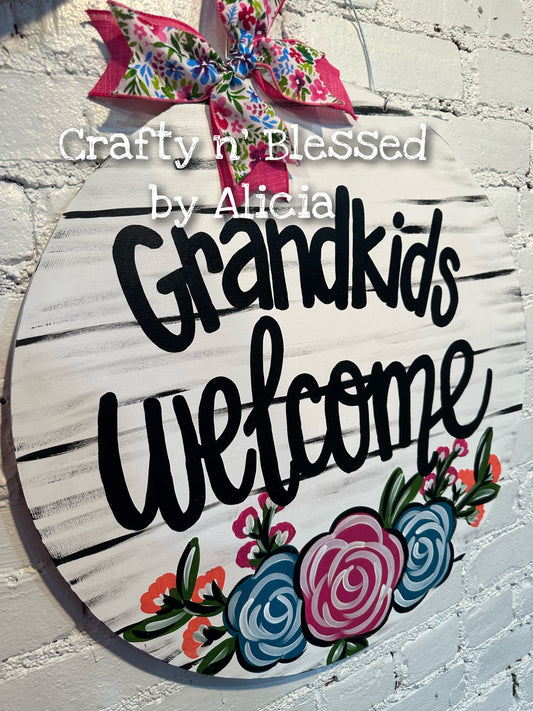 Distressed Floral Door Hanger