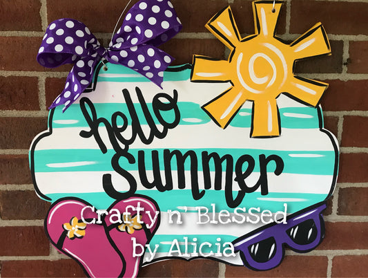 Hello Summer Plaque Door Hanger