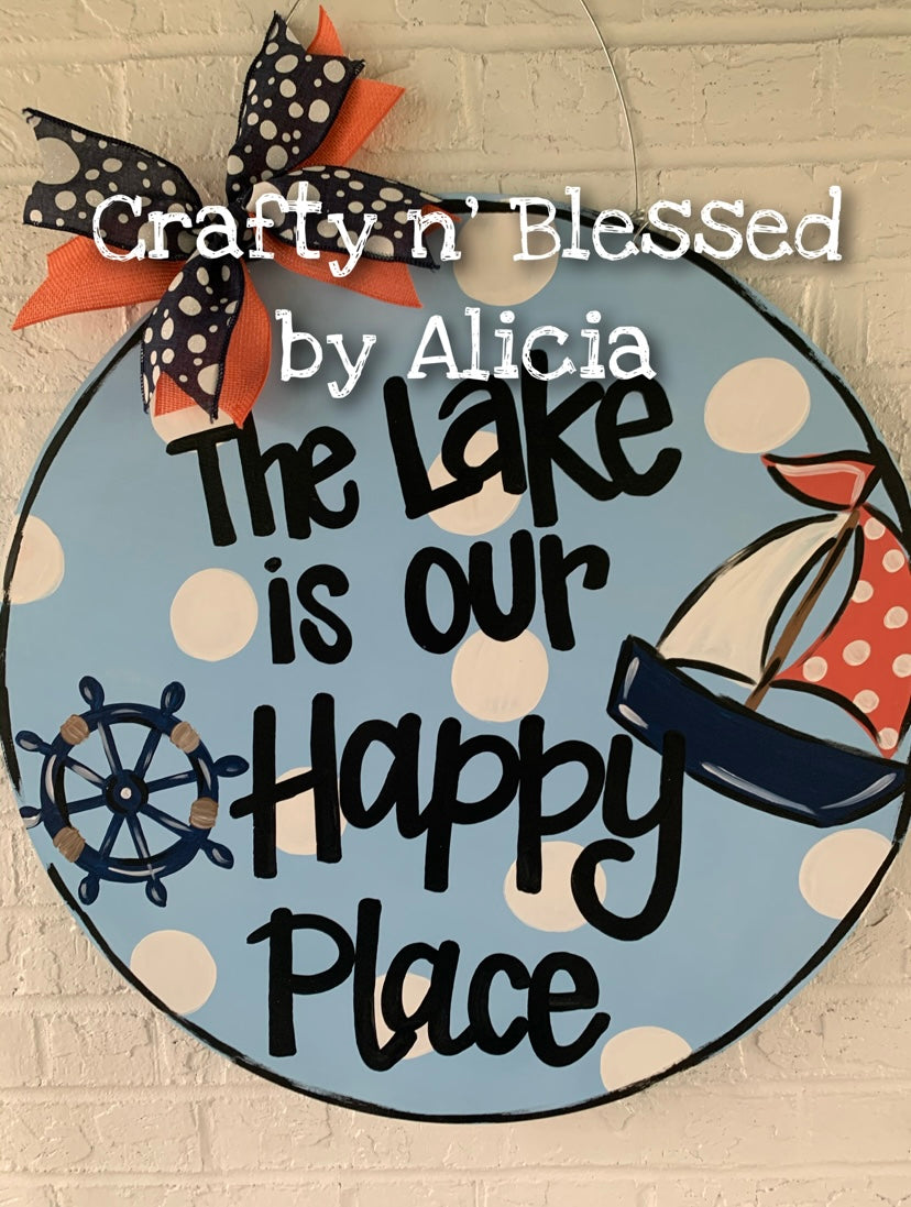 Lake is My Happy Place Door Hanger