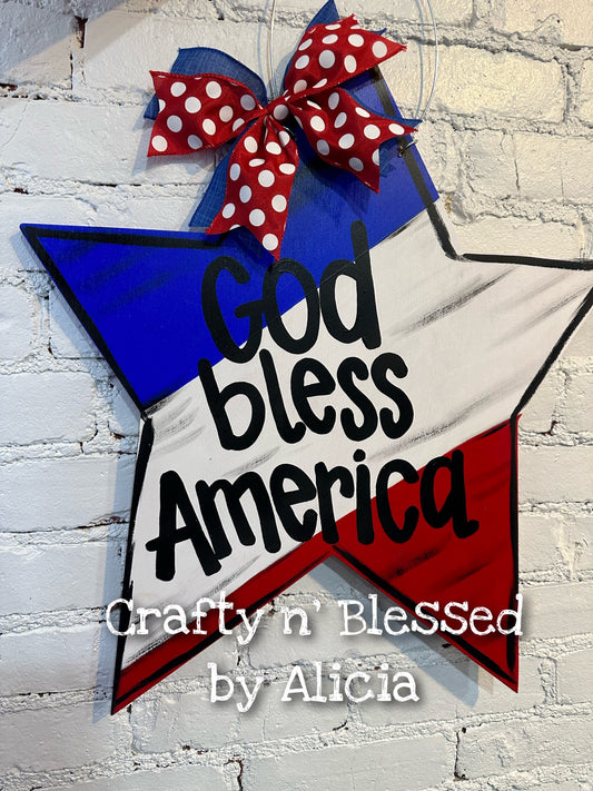 God Bless America Star Door Hanger