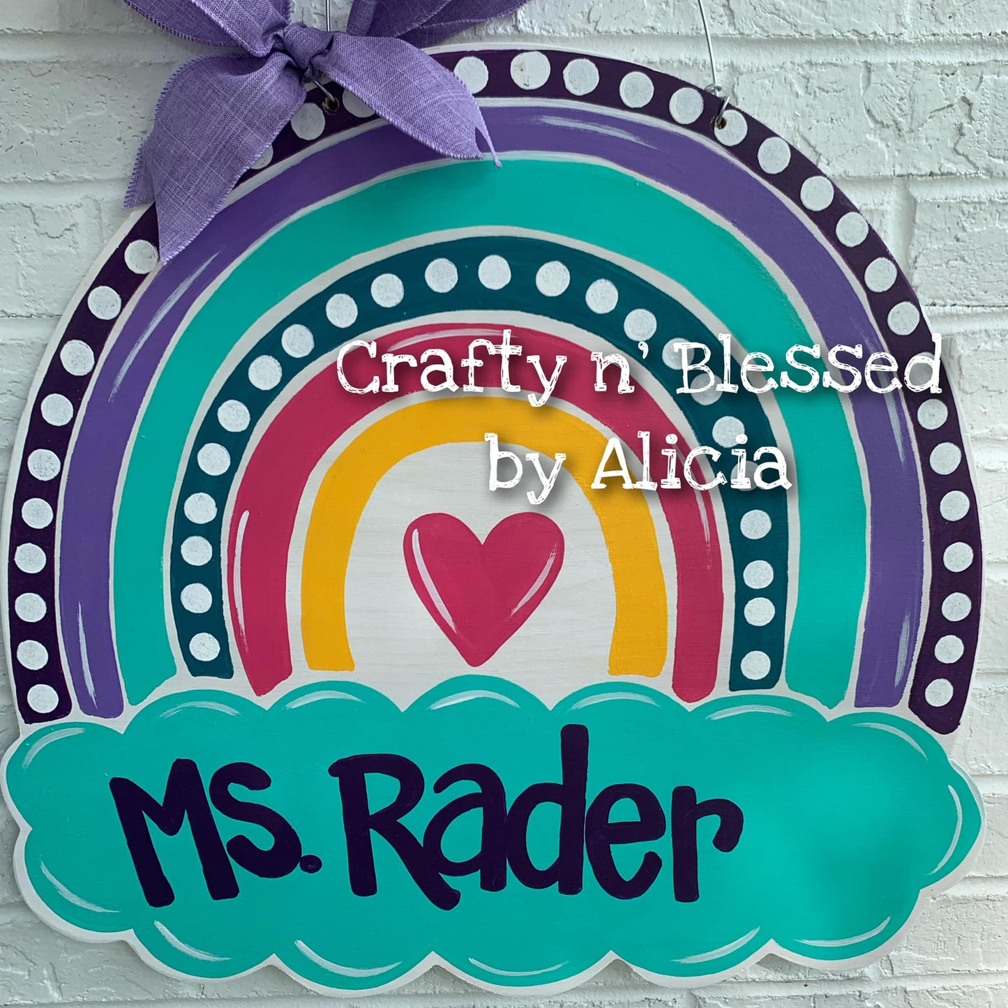 Rounded Rainbow Teacher Door Hanger