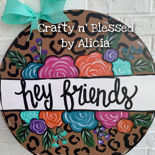 Cheetah Floral Door Hanger