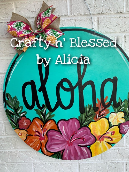 Aloha Floral Round Door Hanger