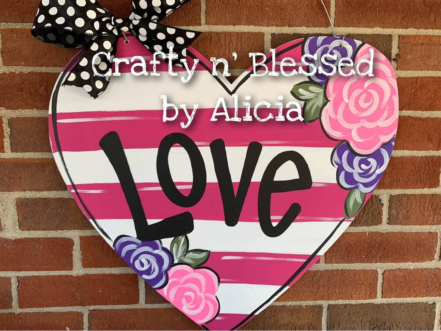 Valentine's Day Stripe Heart Door Hanger