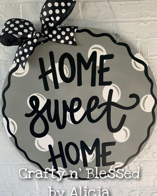 Home Sweet Home Polka Dot Round Door Hanger