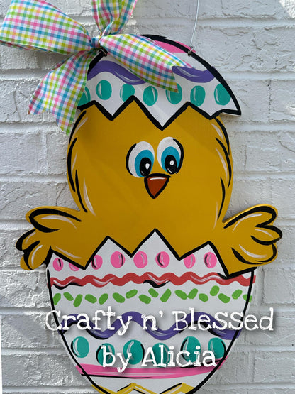 Chick in White Egg Door Hanger