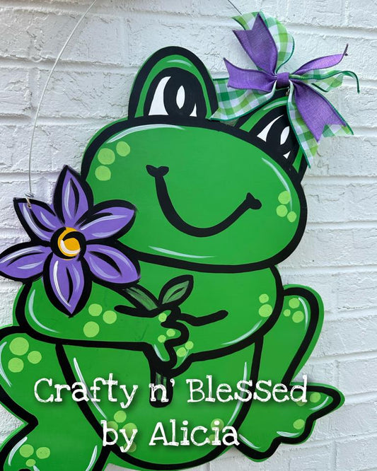 Purple Flower Frog Door Hanger