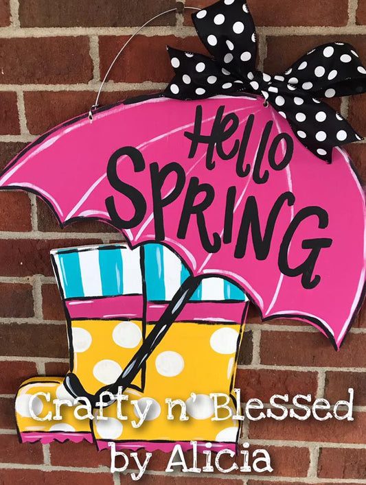 Umbrella and Rain Boots Door Hanger