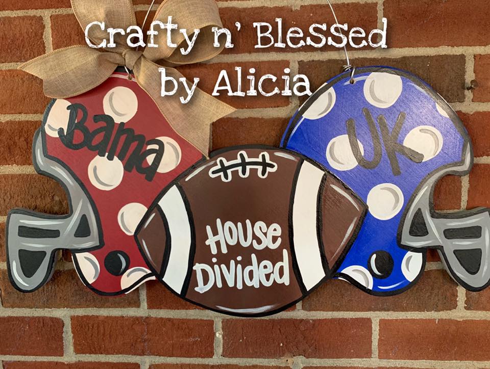 House Divided Helmets Football Door Hanger