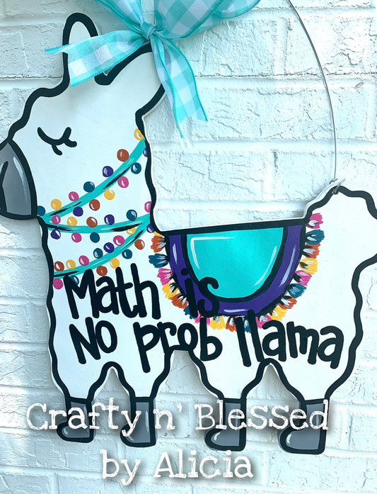 No Problem Llama Teacher Door Hanger