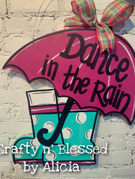 Dance in the Rainboots Door Hanger
