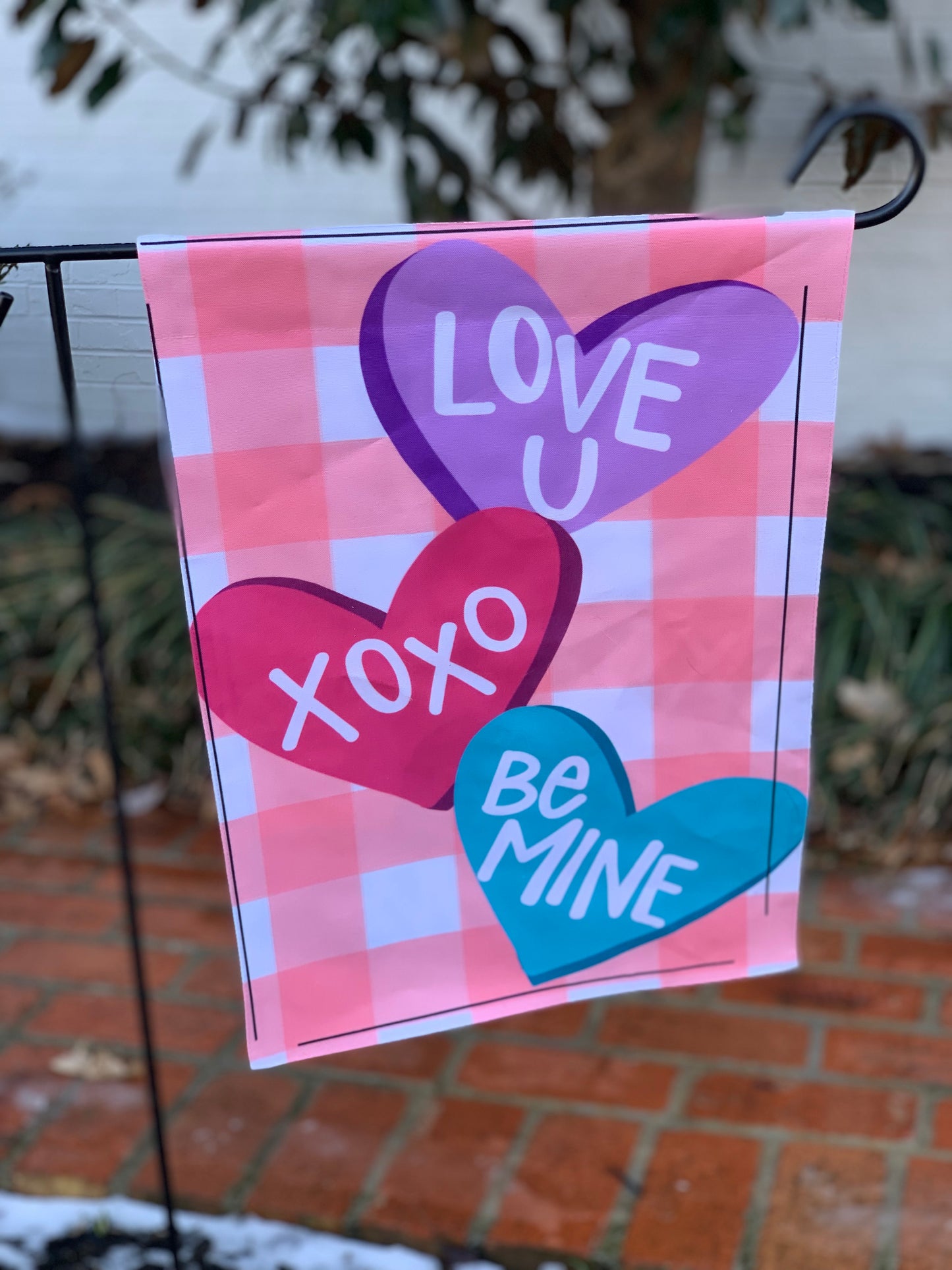 Conversation Hearts Garden Flag