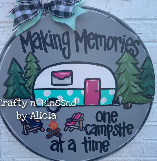 Camping Memories Round Door Hanger