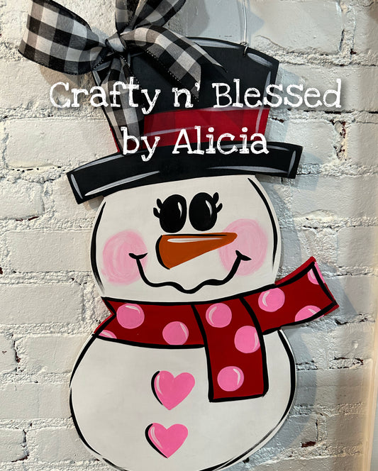 Valentine's Day Snowman Door Hanger