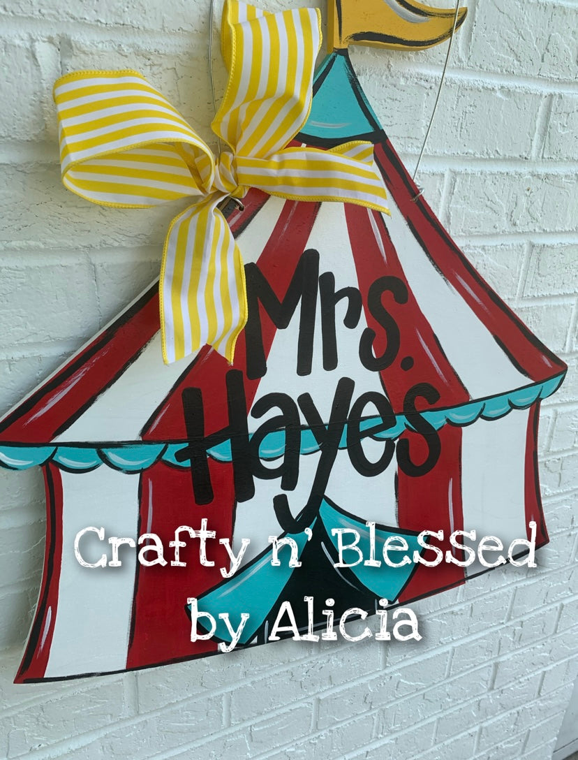 Circus Tent Teacher Door Hanger