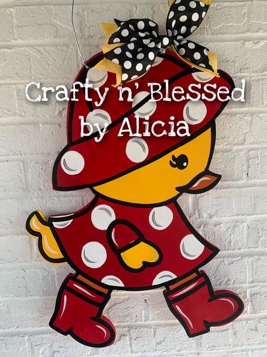 Polka Dot Rainy Day Duck Door Hanger